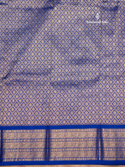 Rexona Green Colour Pure Kanjivaram Silk Saree With Royal Blue Border