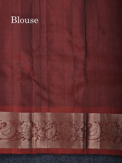 Green Shade Meenakari Work Puremix Silk Saree With Contrast Reddish Maroon Border