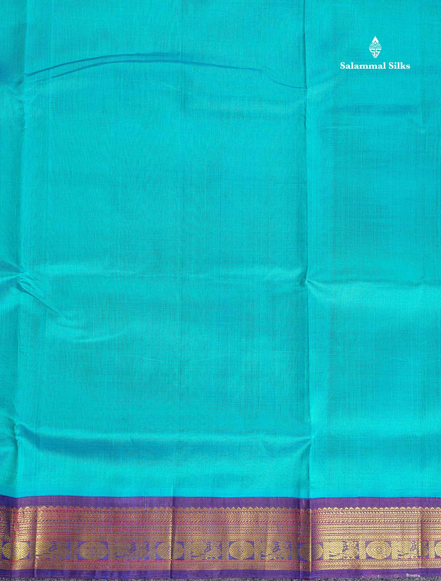 Dual Tone Blue Korvai Border Of Sapphire Blue Pure Silk Cotton Saree 