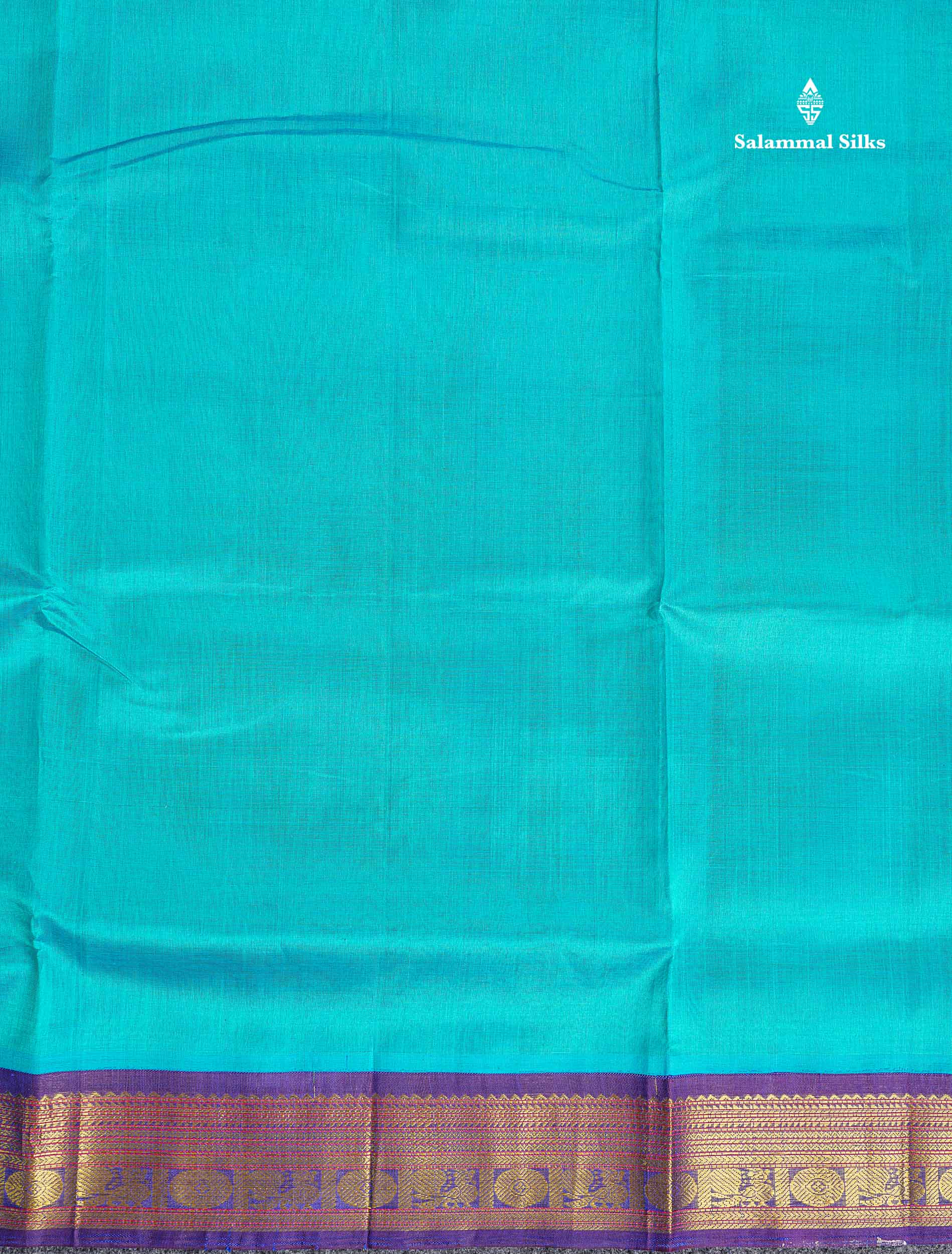 Dual Tone Blue Korvai Border Of Sapphire Blue Pure Silk Cotton Saree 