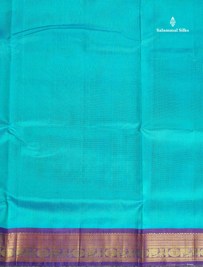 Dual Tone Blue Korvai Border Of Sapphire Blue Pure Silk Cotton Saree 