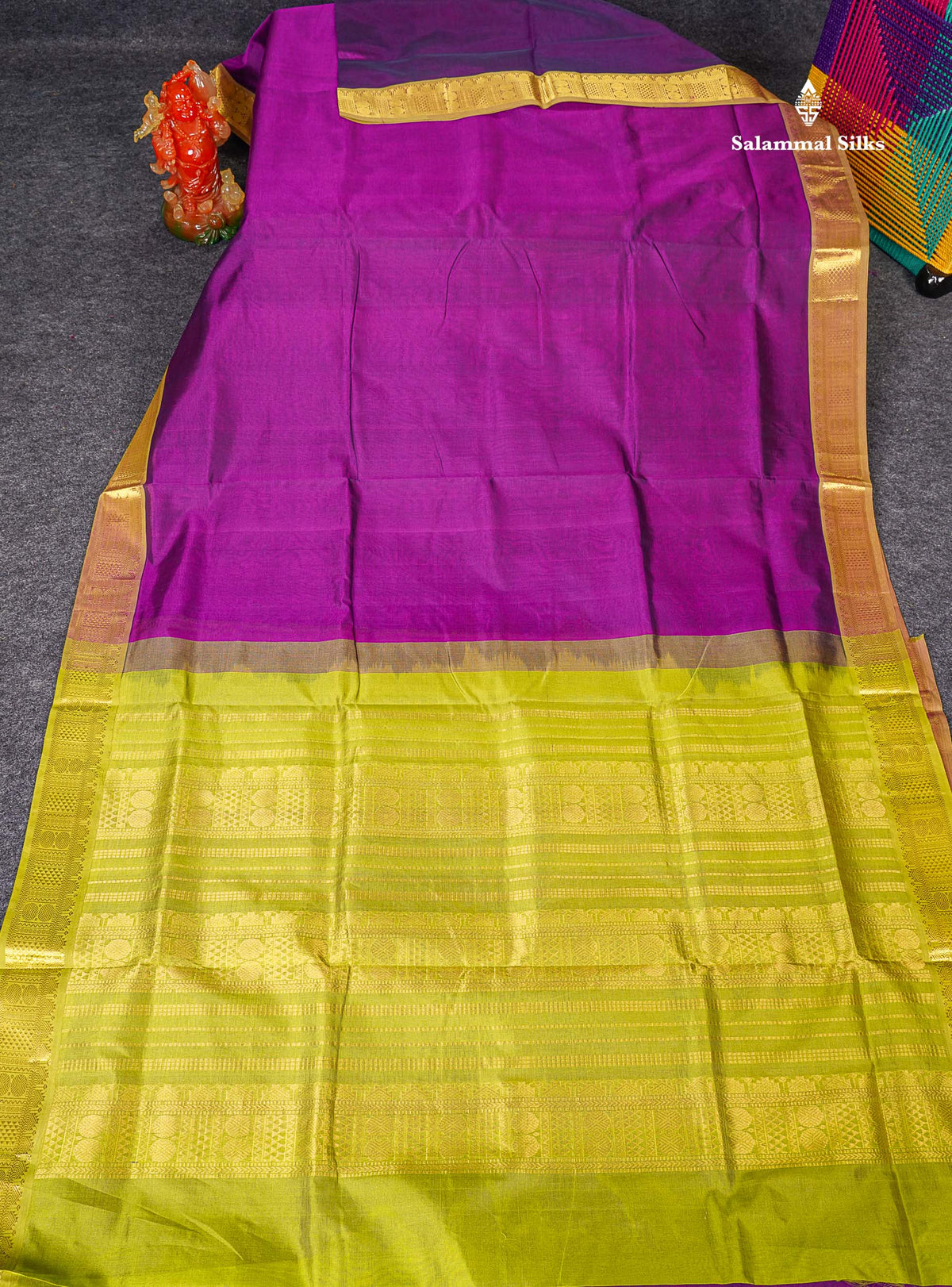 Full View Of Dark Purple Pure Silk Cotton Saree 