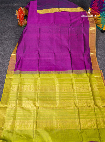 Full View Of Dark Purple Pure Silk Cotton Saree 