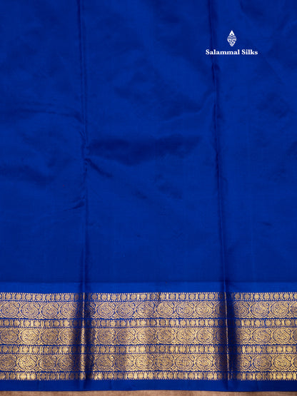 Rexona Green Colour Pure Kanjivaram Silk Saree With Royal Blue Border