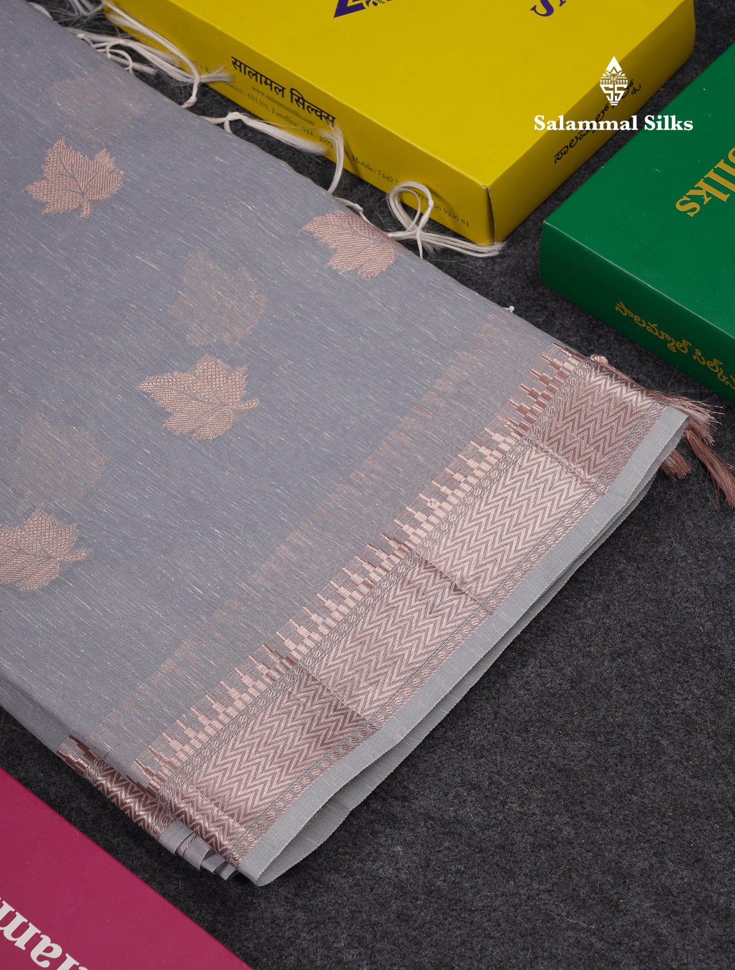 Beautiful Elaichi Green Silver And Copper Zari Buttas Linen Mix Cotton Fancy Saree With Tarditional Border