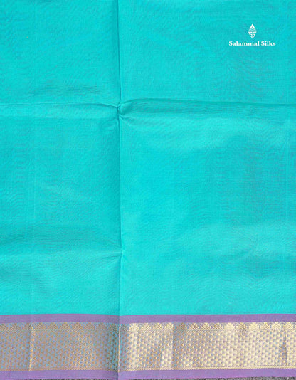 Traditional Border Of Sapphire Blue Pure Silk Cotton Saree