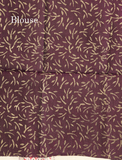 Sandal Mixed Cotton Printed Saree With Contrast Purple Blouse