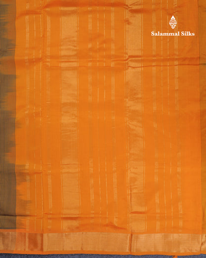 Beautiful Bottle Green Plain Semi Silk Cotton Saree With Contrast Mustard Yellow Blouse