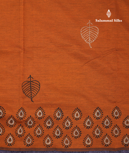 Beautiful Orange South Cotton Printed Saree With Contrast Cream White Blouse