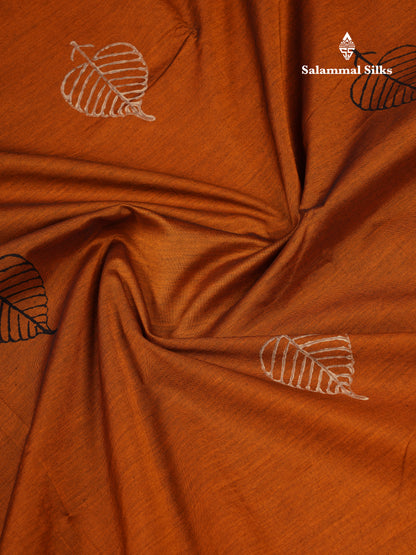 Beautiful Orange South Cotton Printed Saree With Contrast Cream White Blouse