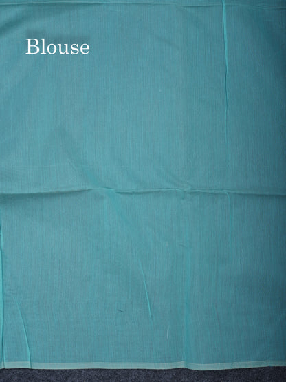 Tomato Red Beautiful Fancy Kora Cotton Saree With Contrast Pastel Blue Blouse