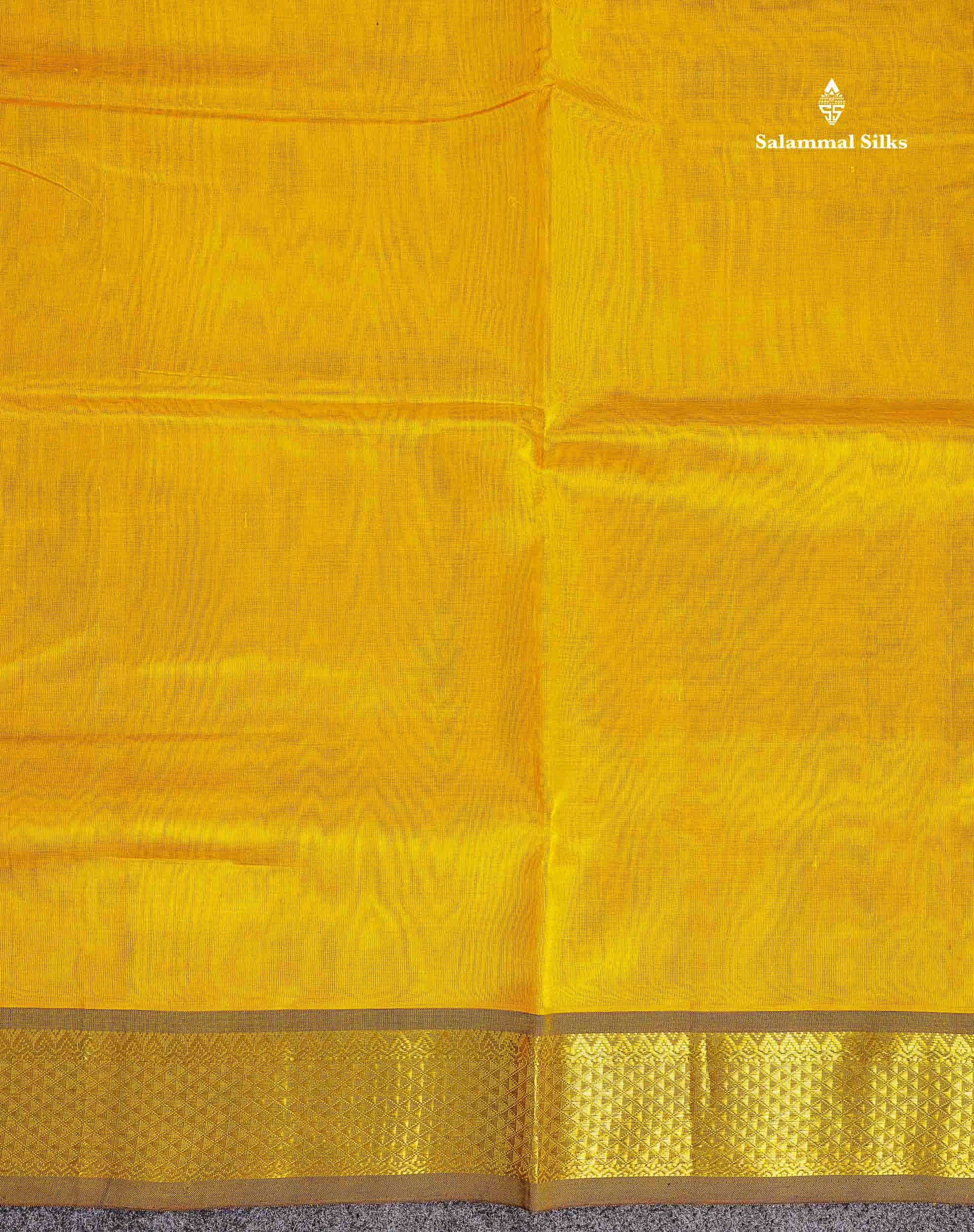 Traditional Border Of Mustard Yellow Pure Silk Cotton Saree