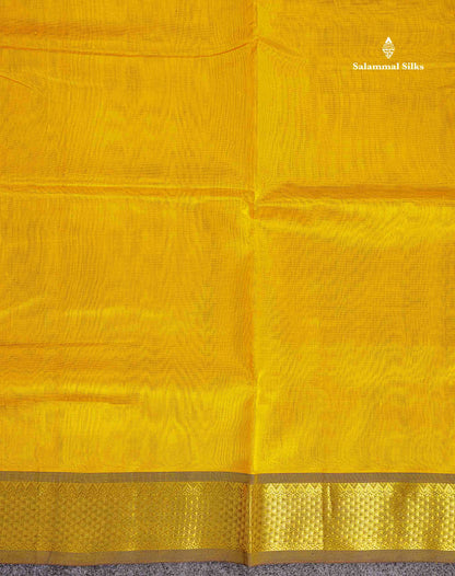Traditional Border Of Mustard Yellow Pure Silk Cotton Saree