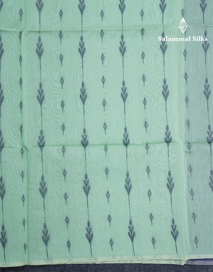 Rexona Green Beautiful Fancy Kora Cotton Saree With Contrast Blue Blouse