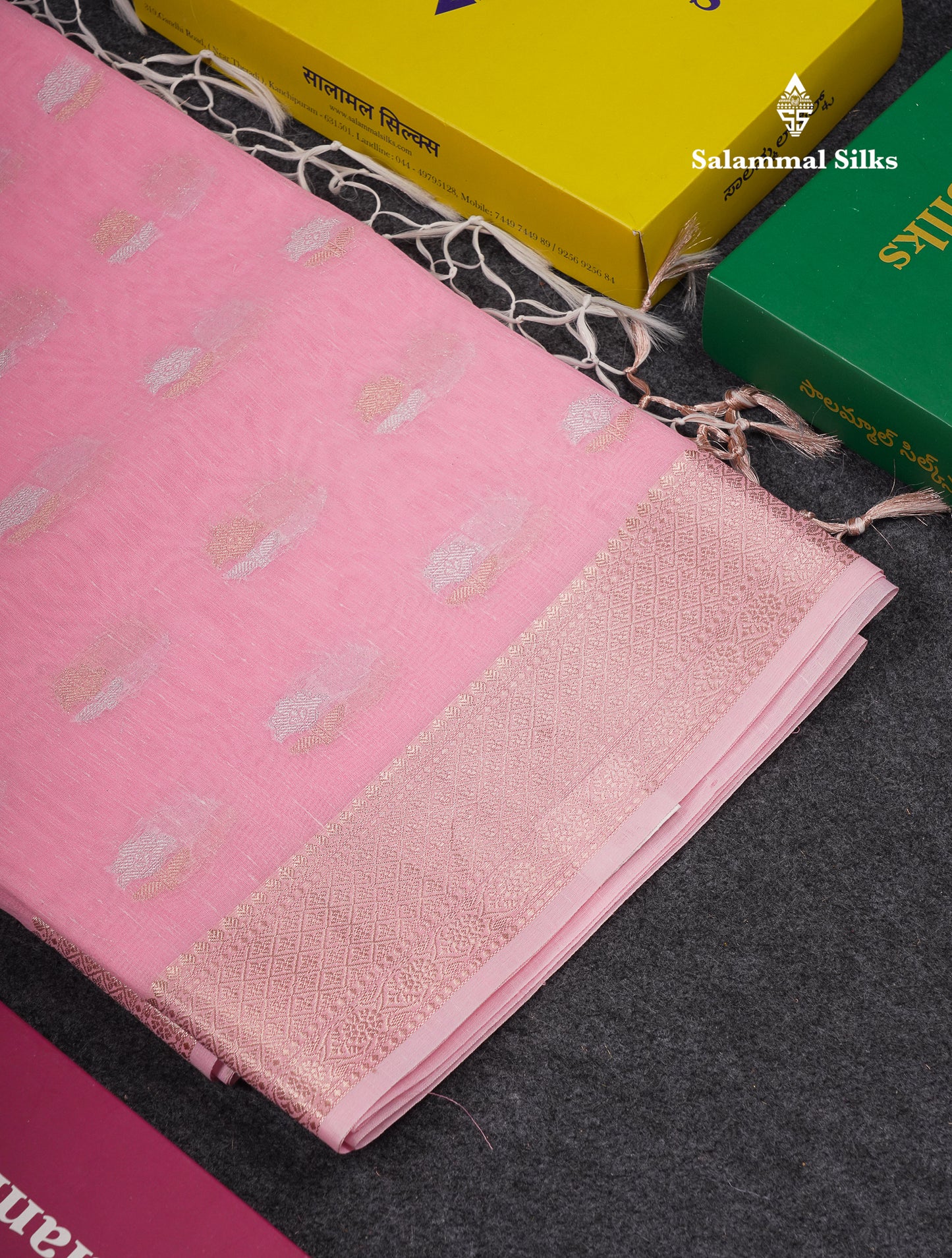 Beautiful Elaichi Green Silver And Copper Zari Buttas Linen Mix Cotton Fancy Saree With Tarditional Border