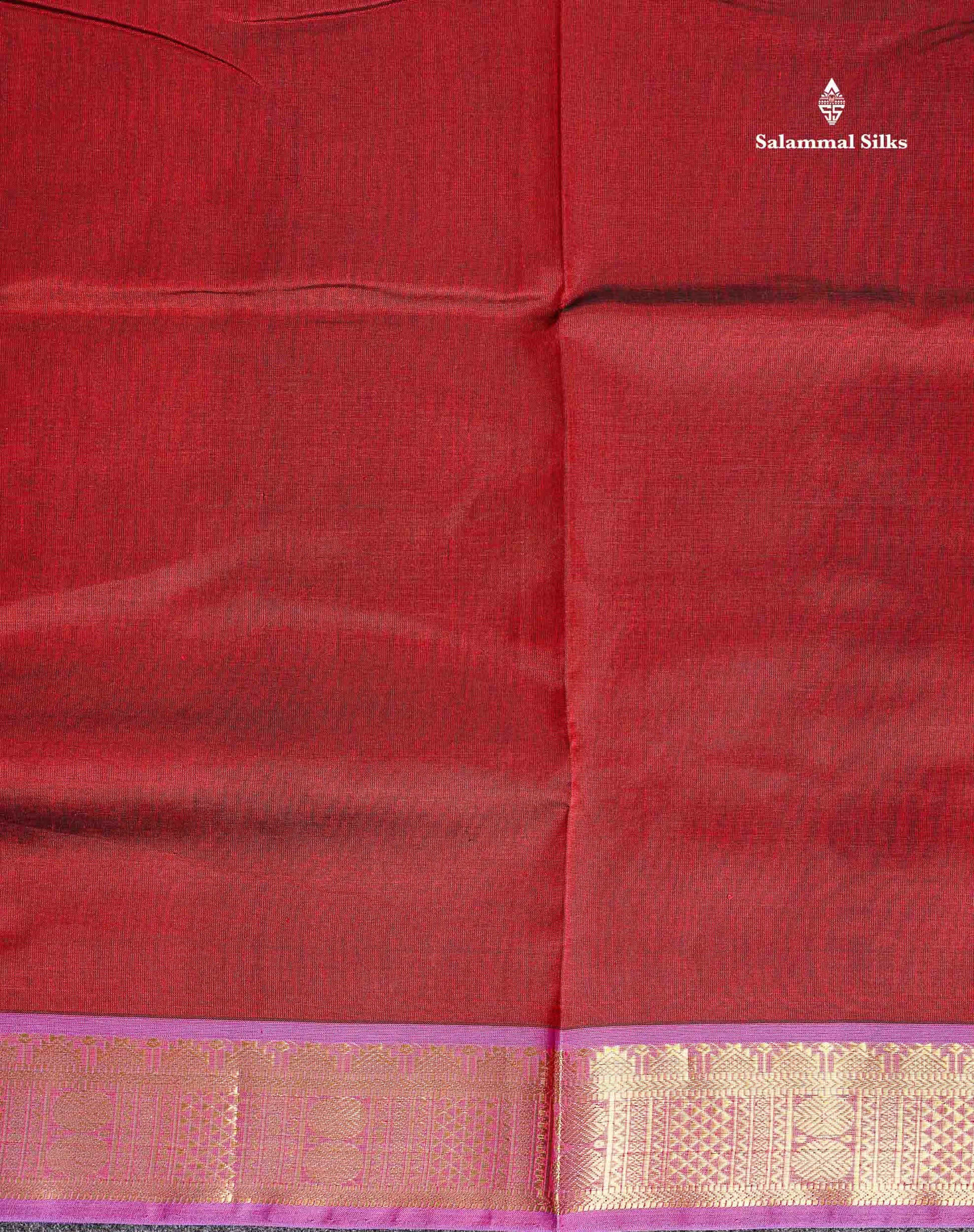 Traditional Border Of Maroon Pure Silk Cotton Saree