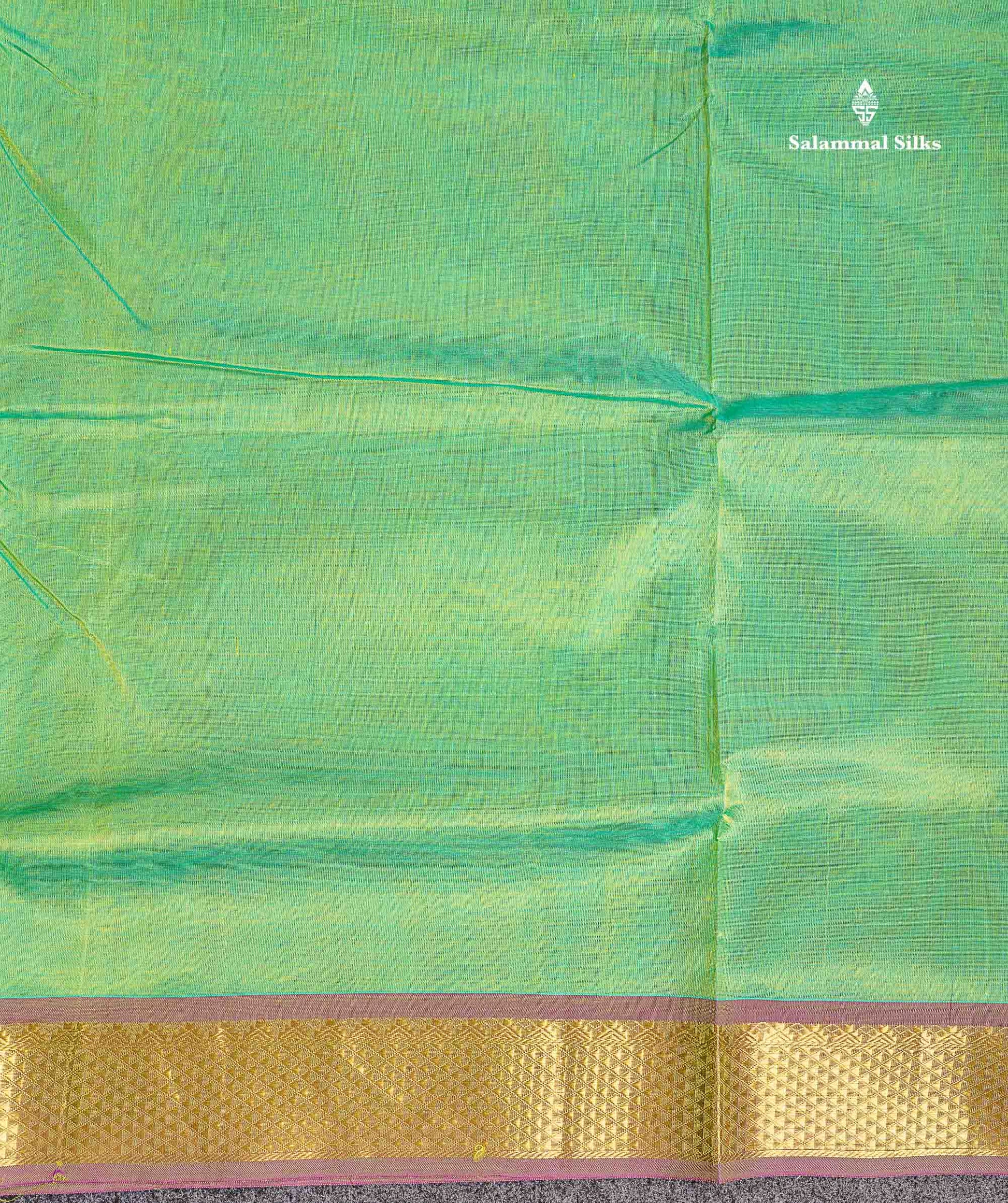Traditional Border Of Rexona Green Pure Silk Cotton Saree
