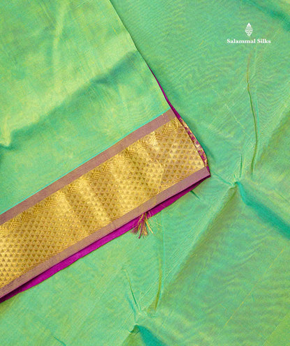 Pure Silk Cotton Saree - Bottle Green Colour Body Plain With Traditional Border | 10 Yards