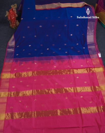 Beautiful Dark Maroon Semi Silk Cotton Saree With Contrast Manthulir Yellow Blouse