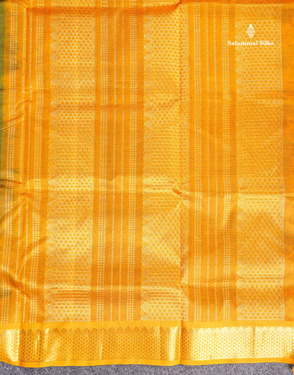 Pallu Of Bottle Green Pure Silk Cotton Saree