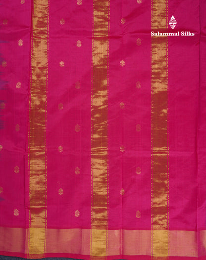 Beautiful Dark Maroon Semi Silk Cotton Saree With Contrast Manthulir Yellow Blouse