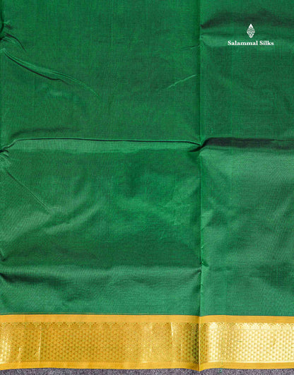 Traditional Border Of Bottle Green Pure Silk Cotton Saree