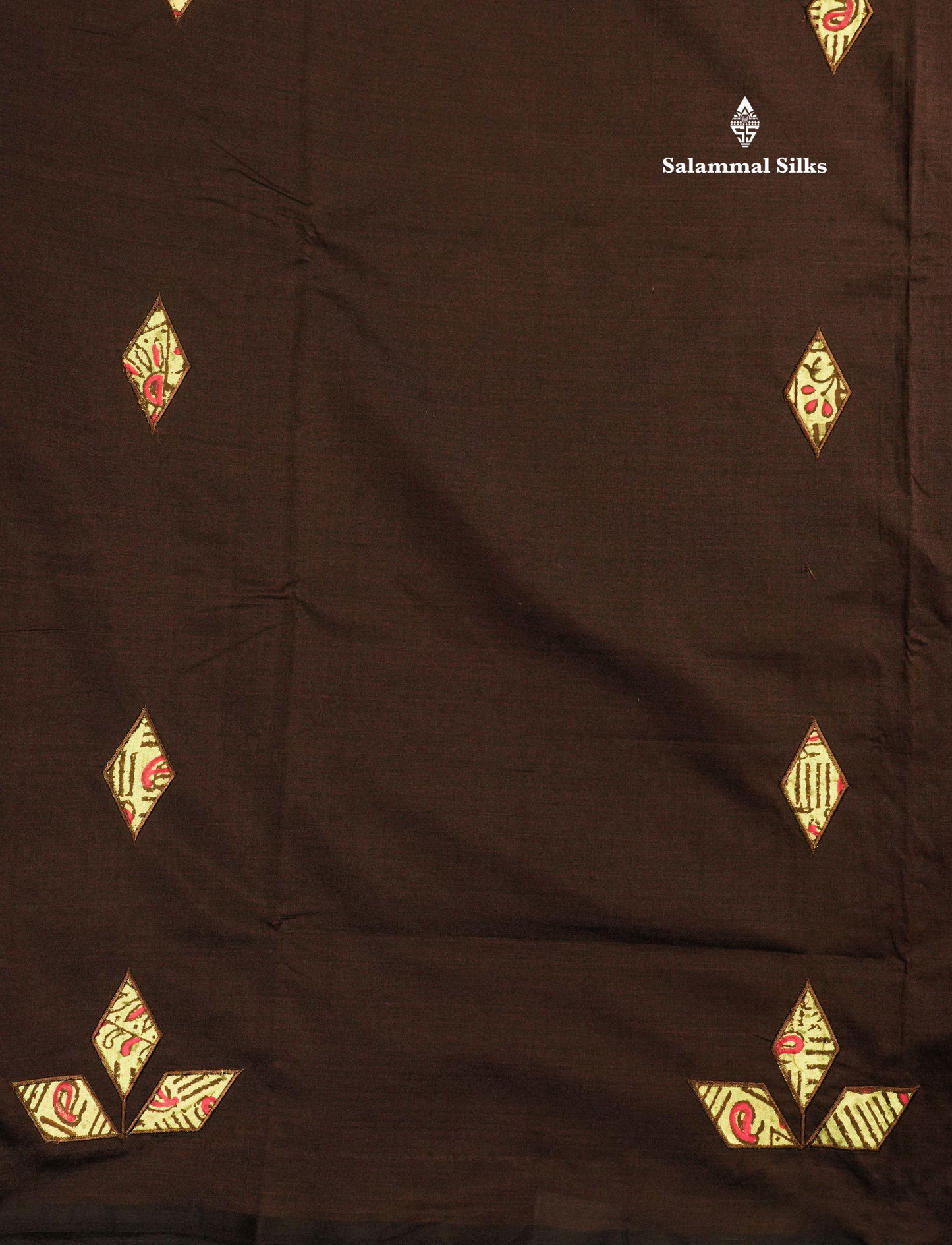 Dark Brown South Cotton Printed Saree With Contrast Parrot Green Blouse