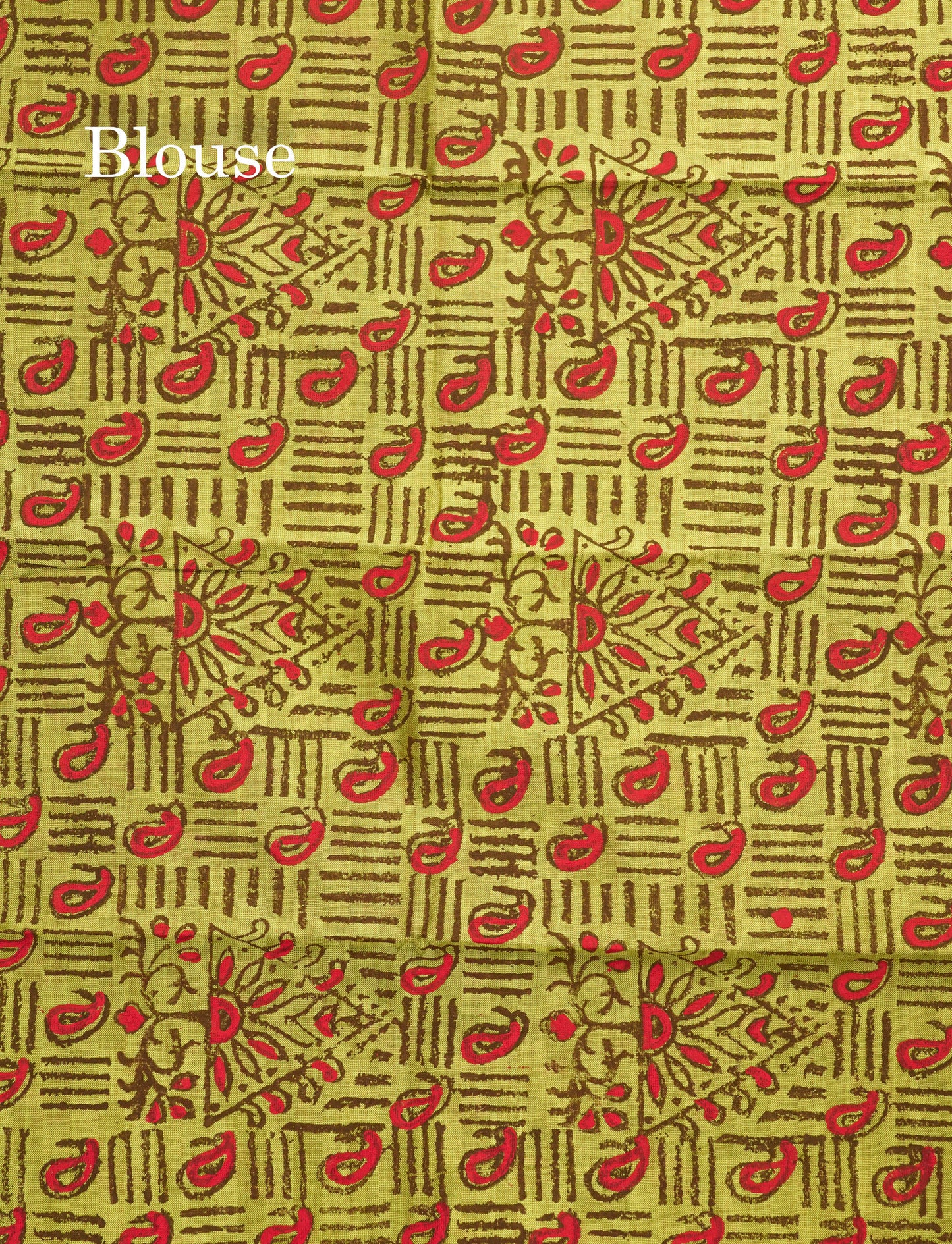 Dark Brown South Cotton Printed Saree With Contrast Parrot Green Blouse