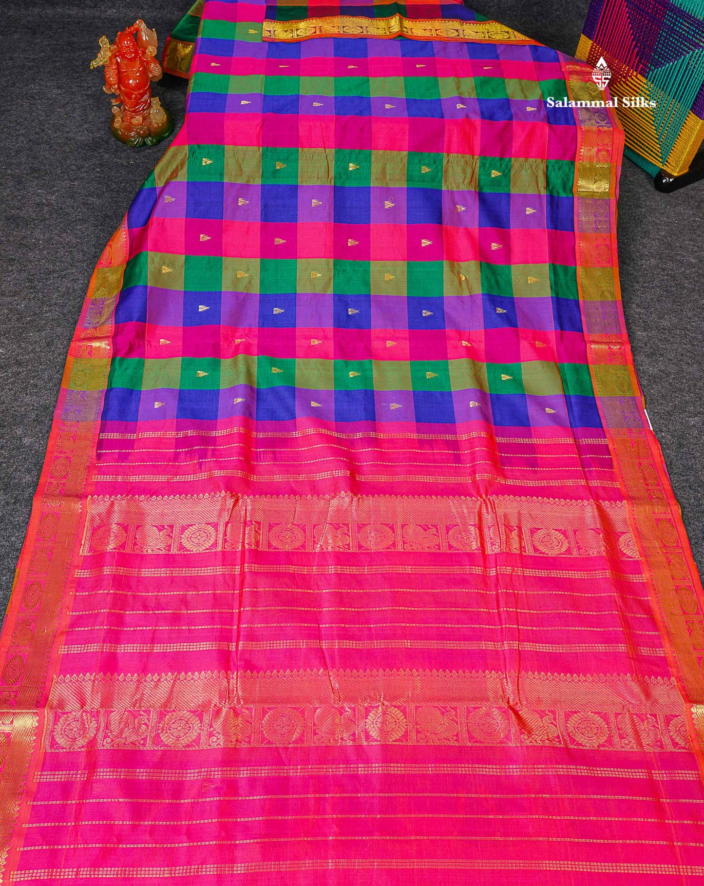 Full View Of Multicolour Semi Silk Cotton Saree 