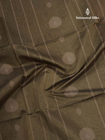 Mehandhi Green Beautiful Fancy Kora Cotton Saree With Contrast Maroon Blouse