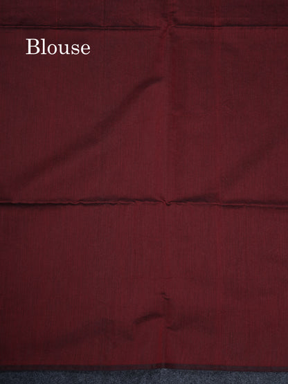 Mehandhi Green Beautiful Fancy Kora Cotton Saree With Contrast Maroon Blouse