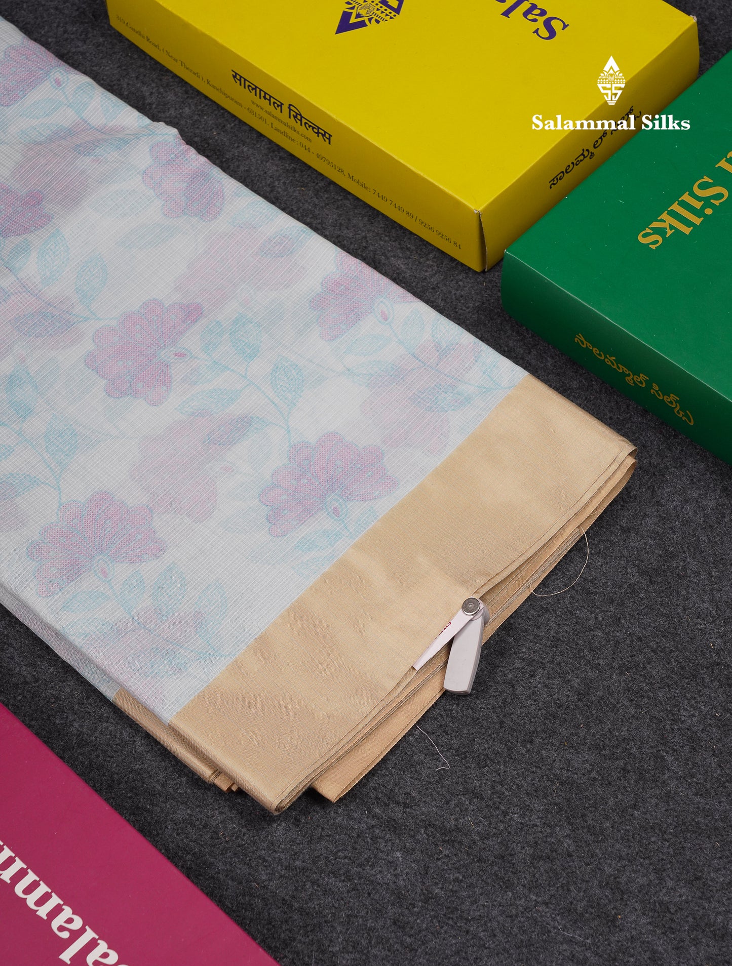 Beautiful Pastel Blue Kota Cotton Fancy Saree With Contrast Sandal Plain Border
