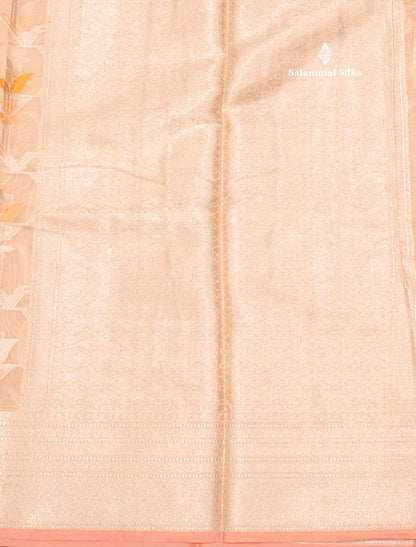 Light Peach Colour Cotton Mix Saree With Blouse