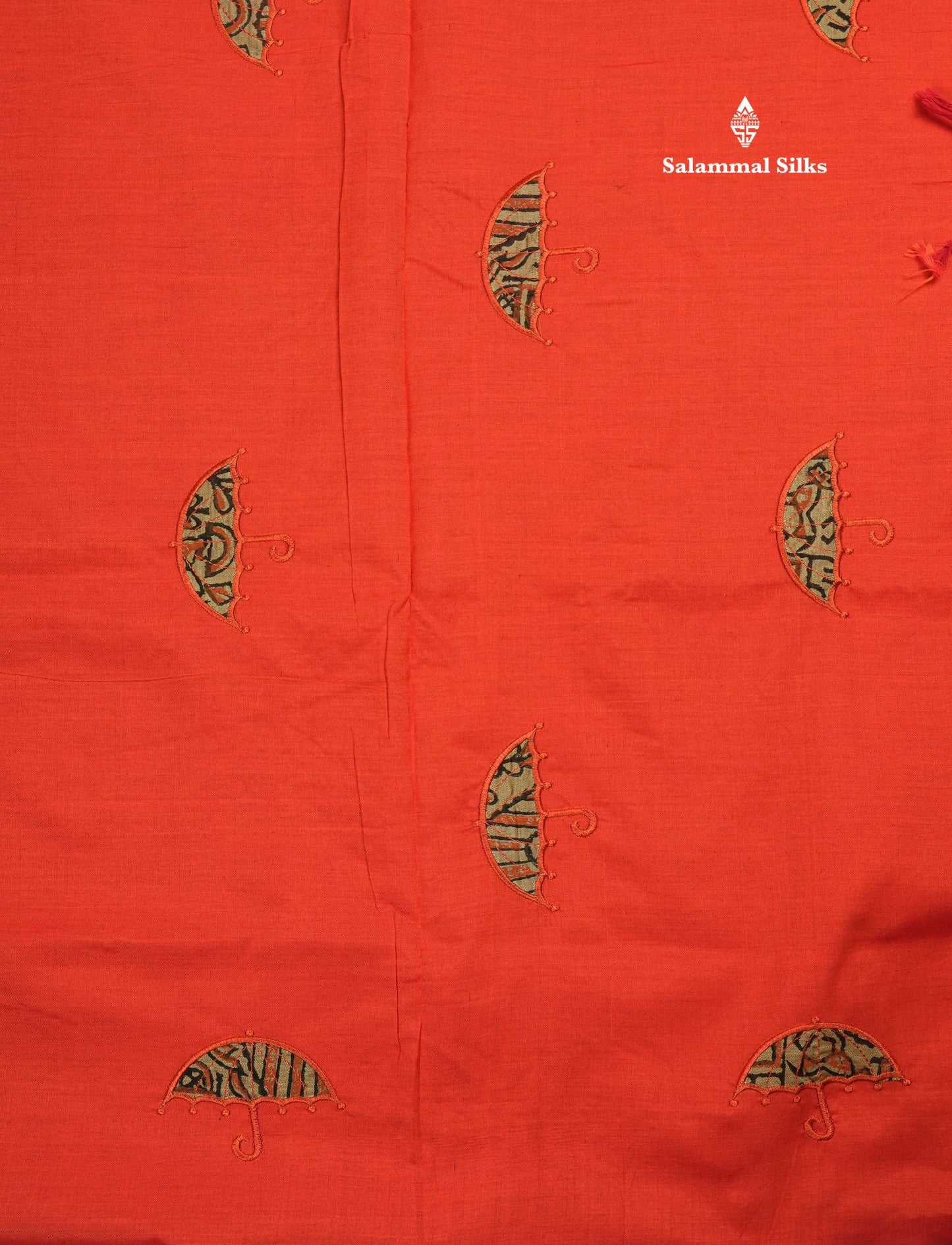 Orange Mixed Cotton Saree With Contrast Sandal Printed Blouse
