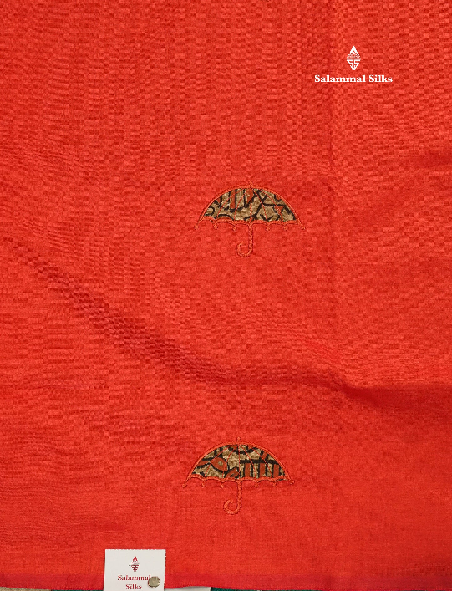 Orange Mixed Cotton Saree With Contrast Sandal Printed Blouse