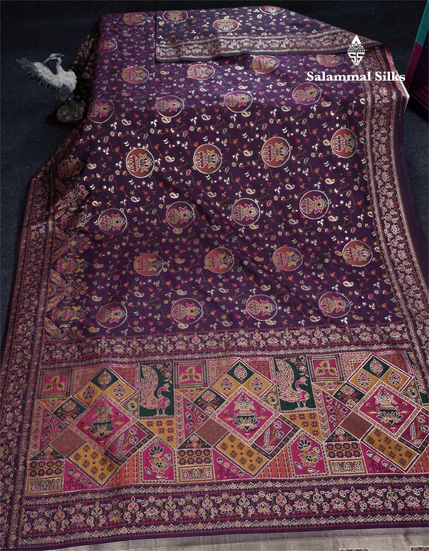 Dark Purple Colour Pashmina Saree With Rich Weaving Work