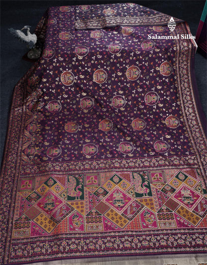 Dark Purple Colour Pashmina Saree With Rich Weaving Work