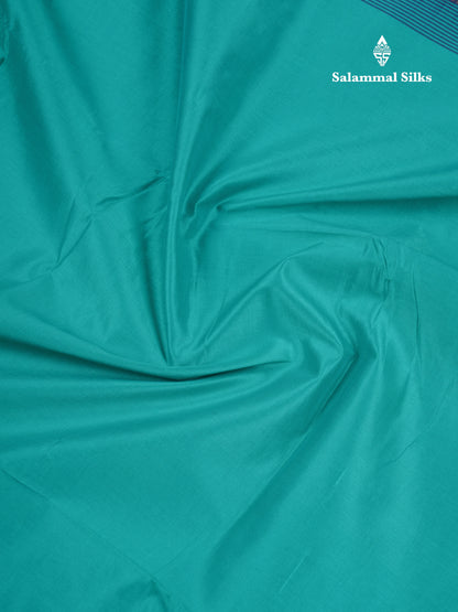 Beautiful Sapphire Green Semi Silk Cotton Saree With Contrast Navy Blue Blouse