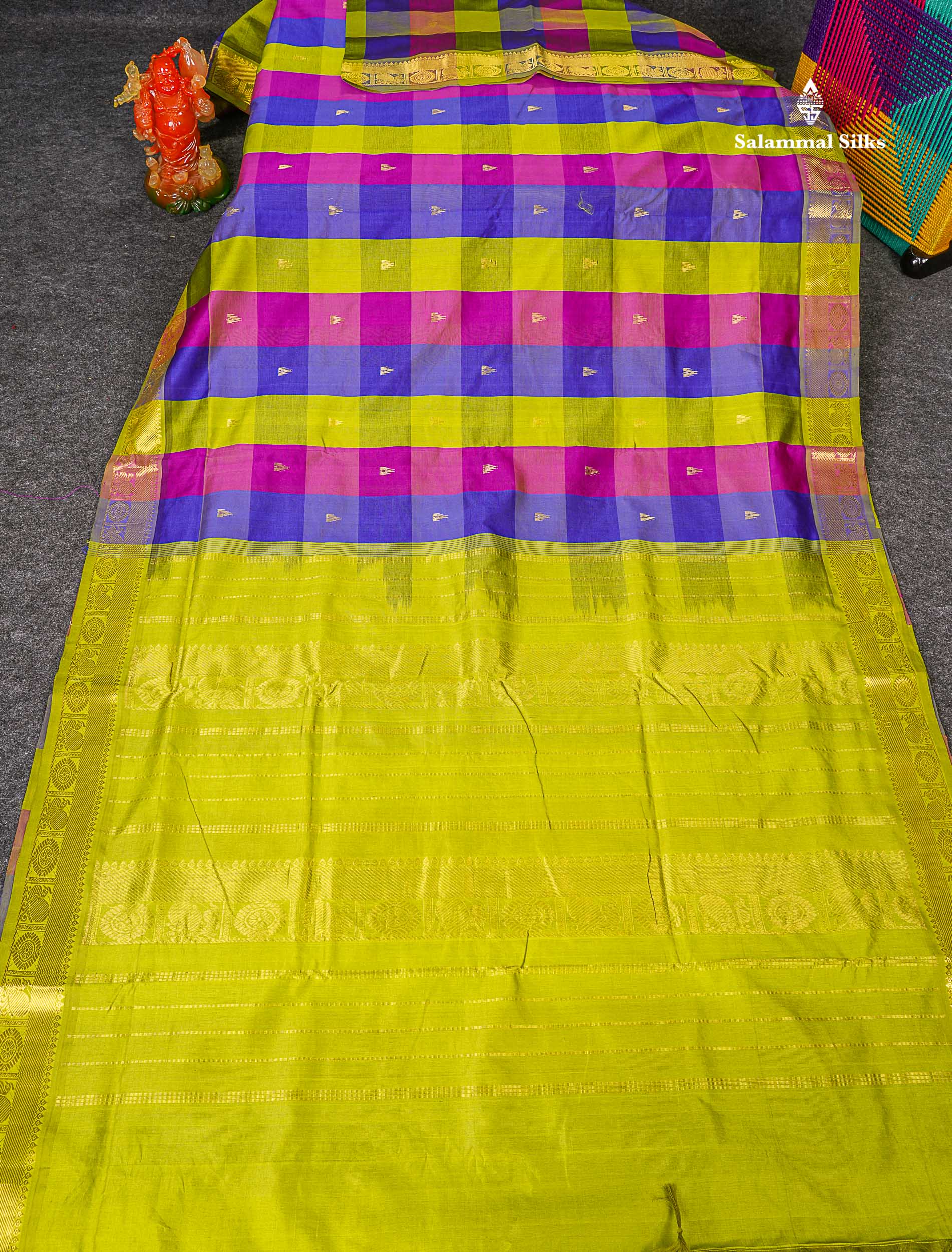 Full View Of Multicolour Semi Silk Cotton Saree