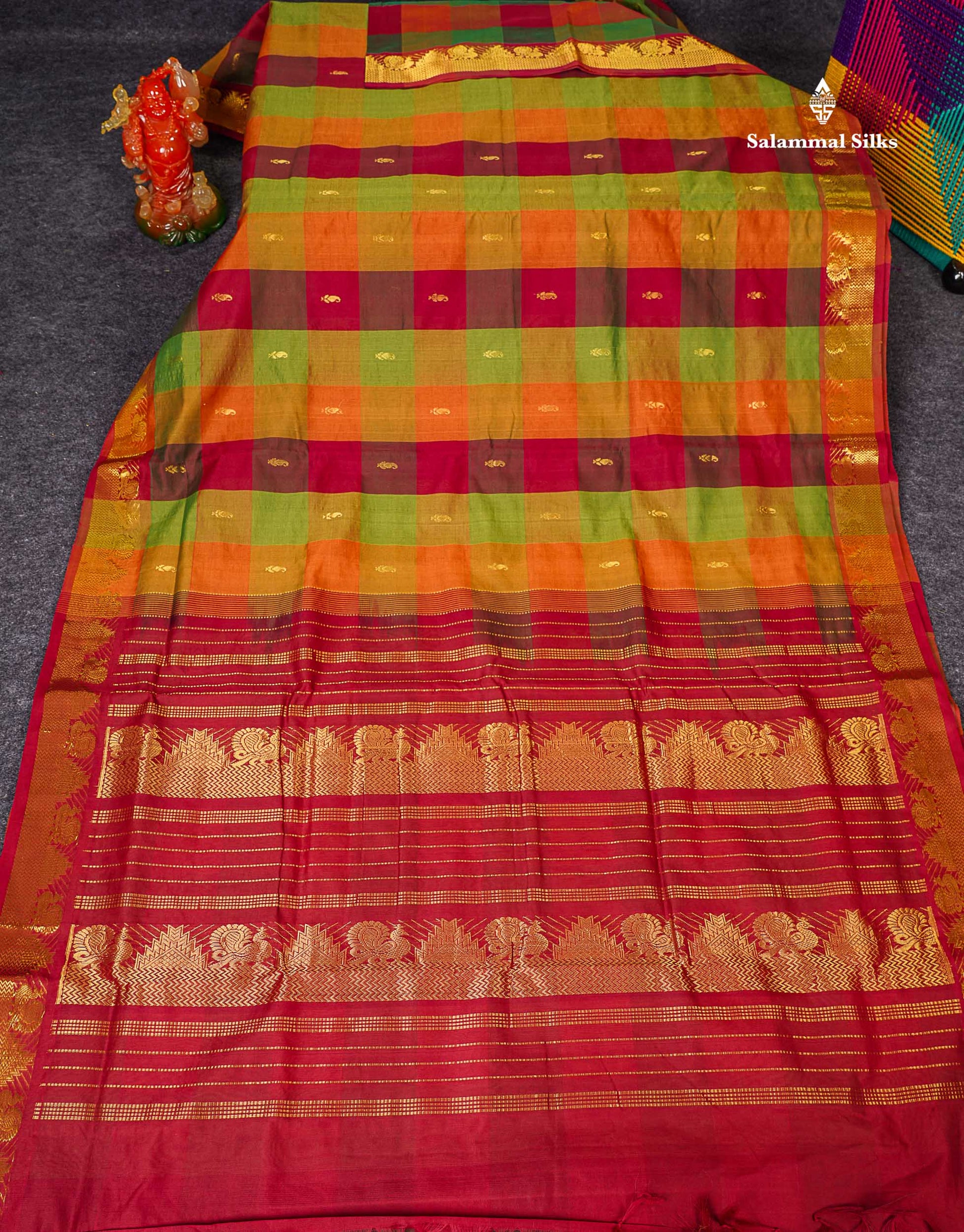 Full View Of Multicolour Semi Silk Cotton Saree 