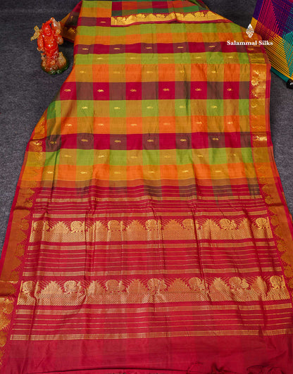 Full View Of Multicolour Semi Silk Cotton Saree 