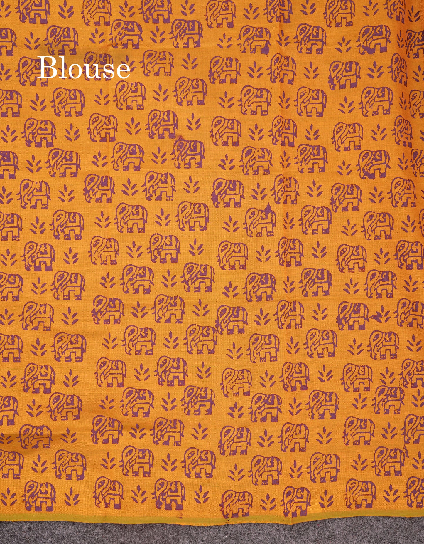 Beautiful Dark Purple South Cotton Printed Saree With Contrast Yellow Blouse