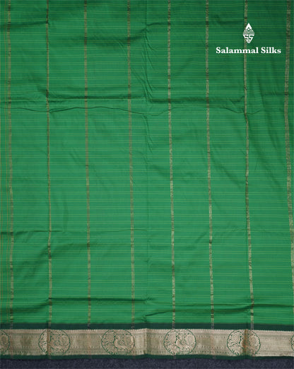 9 Yards Semi Silk Saree Green Colour with Bottle Green Border