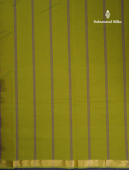 Beautiful Dark Purple Plain Semi Silk Cotton Saree With Contrast Olive Green Blouse