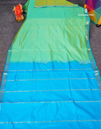 Full View Of Sapphire Green Semi Silk Cotton Saree 