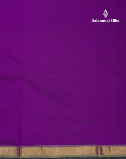Beautiful Dark Purple Plain Semi Silk Cotton Saree With Contrast Olive Green Blouse