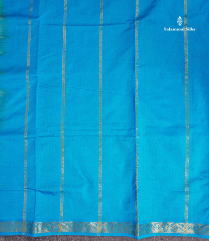 Pallu Of Sapphire Green Semi Silk Cotton Saree