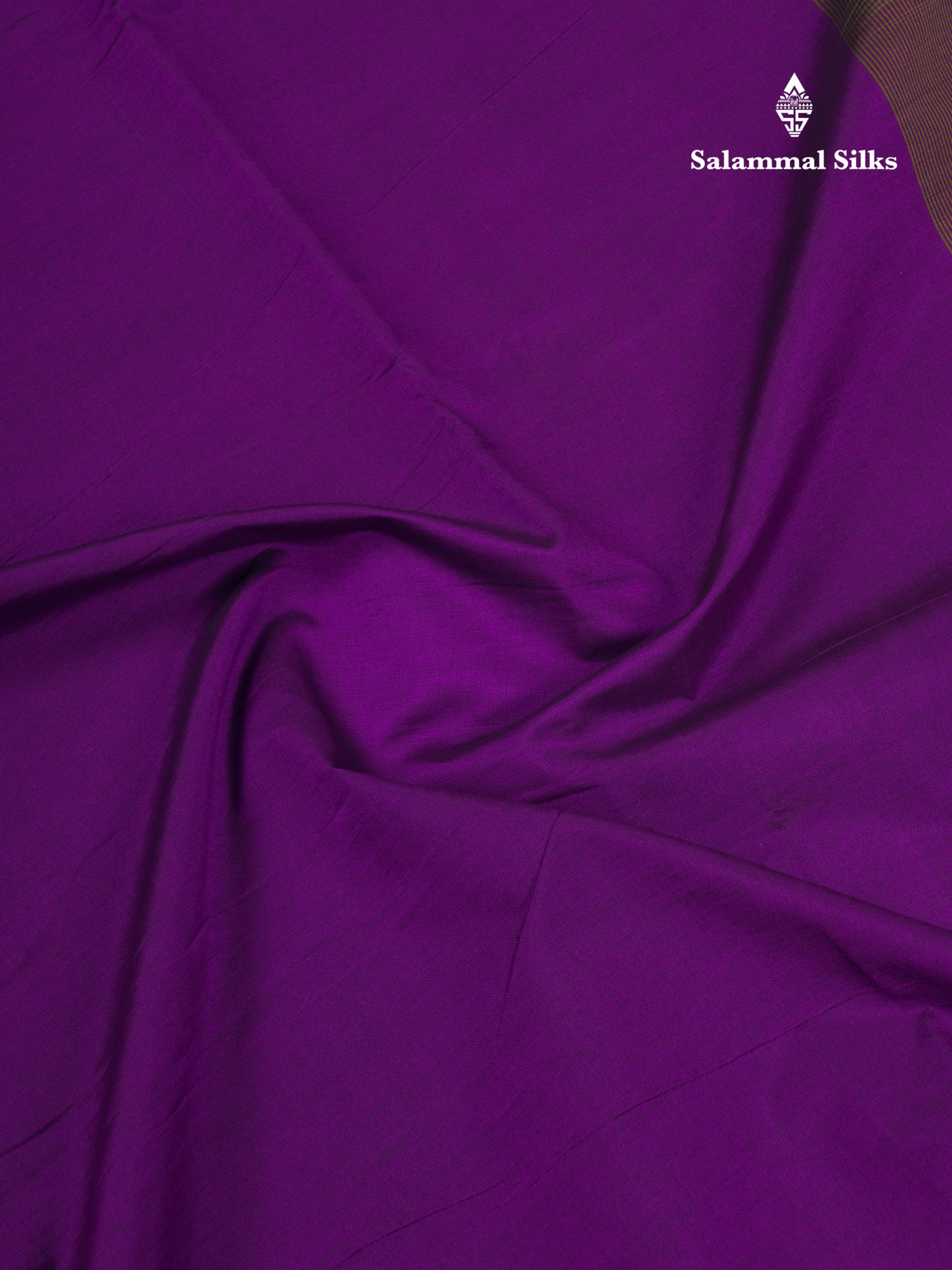 Beautiful Dark Purple Plain Semi Silk Cotton Saree With Contrast Olive Green Blouse