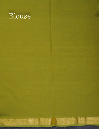 Beautiful Dark Purple Plain Semi Silk Cotton Saree With Contrast Olive Green Blouse