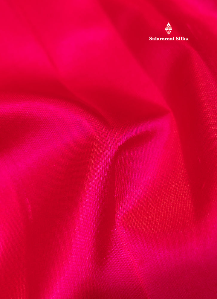 Pinkish Red Colour Plain Pure Kanjivaram Silk Saree with Pallakku Border